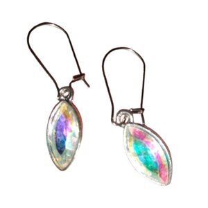 Rainbow Marquis Sparkle Charm Earrings AB Aurora Borealis Rhinestone Minimalist